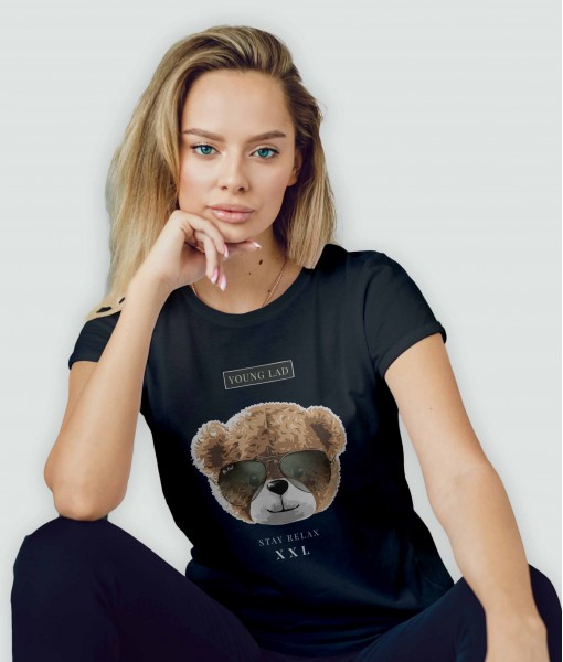 Дамска тениска с щампа Мечета Stay relax bear